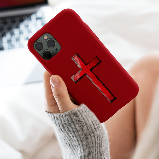 Bold Red Cross Phone Case, iPhone Case, Samsung Case, Christian Faith Protective Case, Minimalist Religious Design, Durable Cover