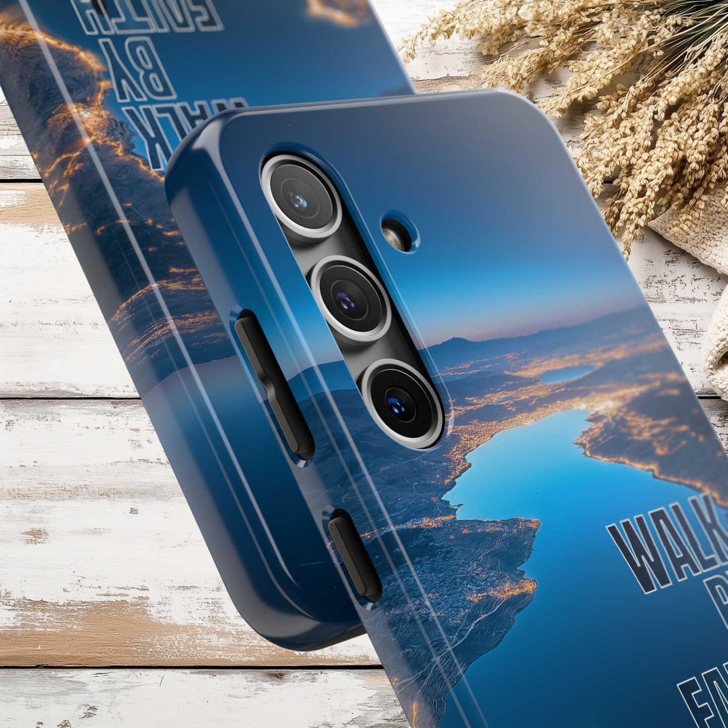 Walk by Faith Not by Sight Phone Case, Christian Tough Phone Cover, The Sea of Galilee, Israel, Inspirational Bible Verse Case for iPhone & Samsung