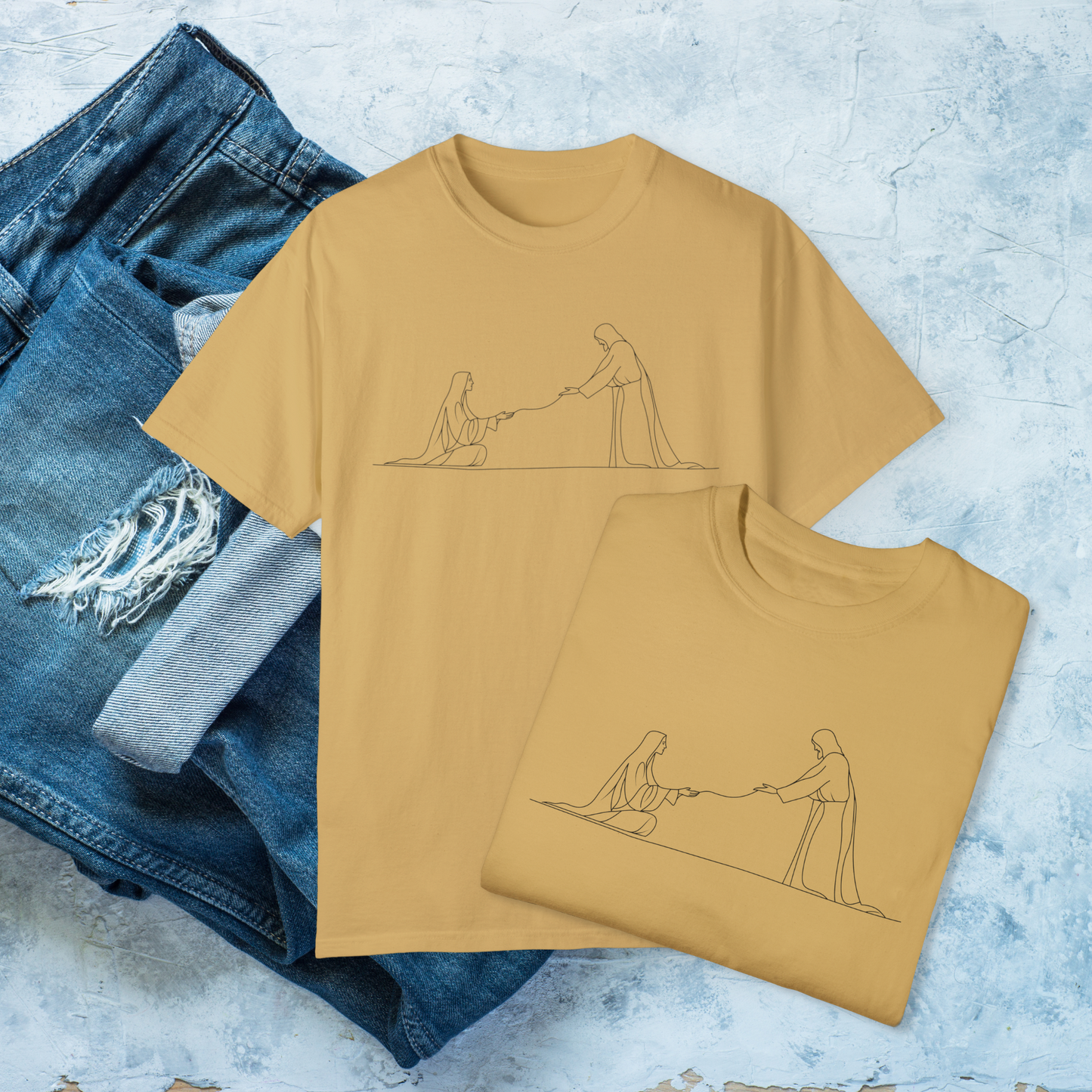 Minimalist Jesus and Woman T-Shirt, Your faith has healed you T-Shirt, Faith-Based Christian Tee, Inspirational Bible Shirt, Religious Line Art Tee