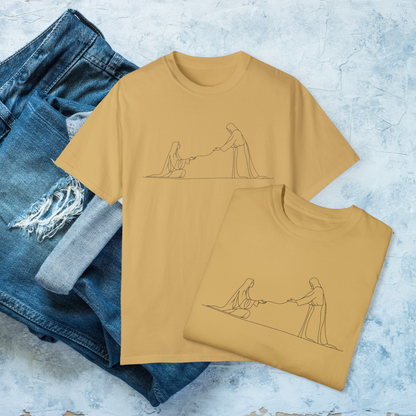Minimalist Jesus and Woman T-Shirt, Your faith has healed you T-Shirt, Faith-Based Christian Tee, Inspirational Bible Shirt, Religious Line Art Tee