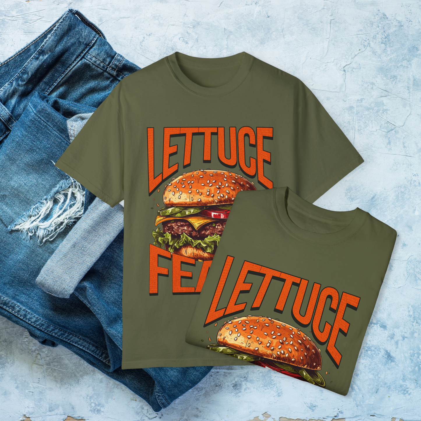 Lettuce Feast T-Shirt, Funny Burger Graphic Tee, Foodie Lover Gift, Retro Fast Food Shirt, Burger Lover Apparel, Unisex Casual Food Humor Tee