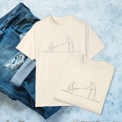 Minimalist Jesus and Woman T-Shirt, Your faith has healed you T-Shirt, Faith-Based Christian Tee, Inspirational Bible Shirt, Religious Line Art Tee