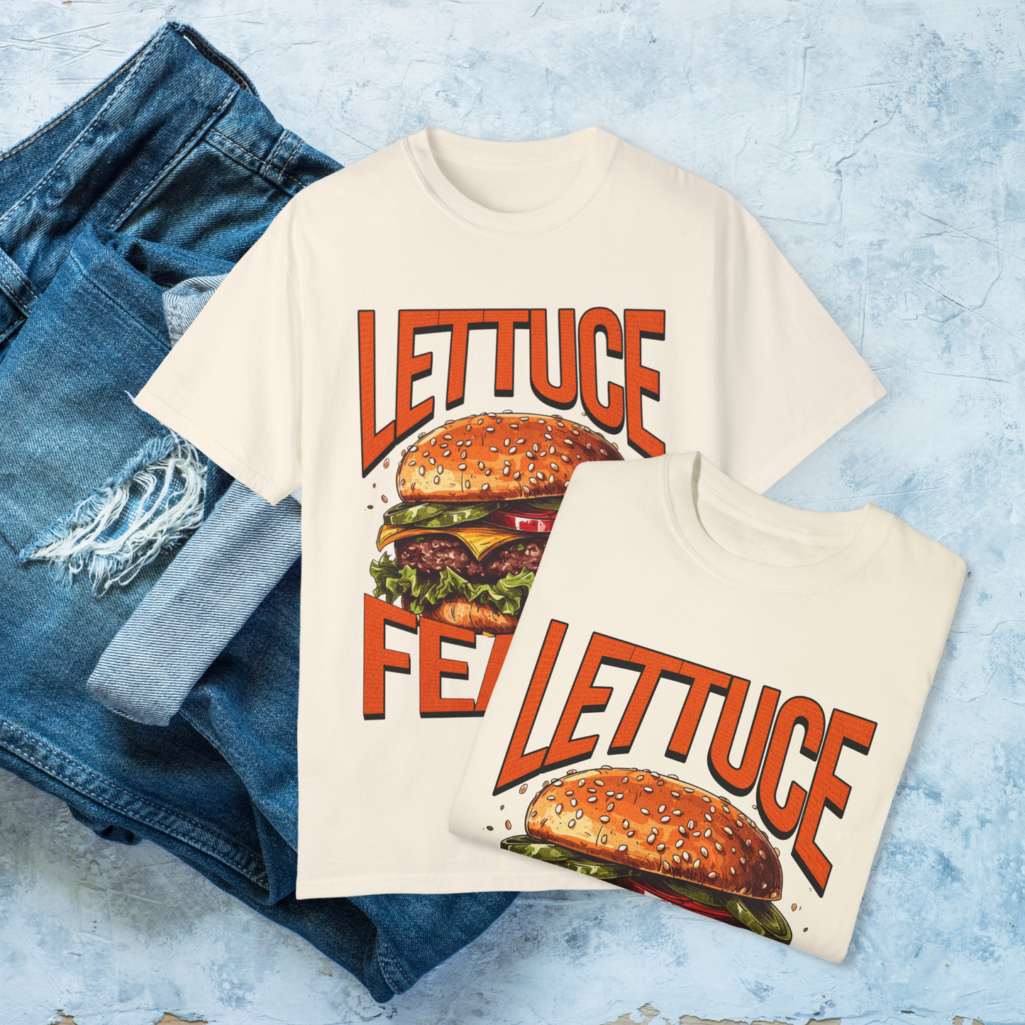 Lettuce Feast T-Shirt, Funny Burger Graphic Tee, Foodie Lover Gift, Retro Fast Food Shirt, Burger Lover Apparel, Unisex Casual Food Humor Tee