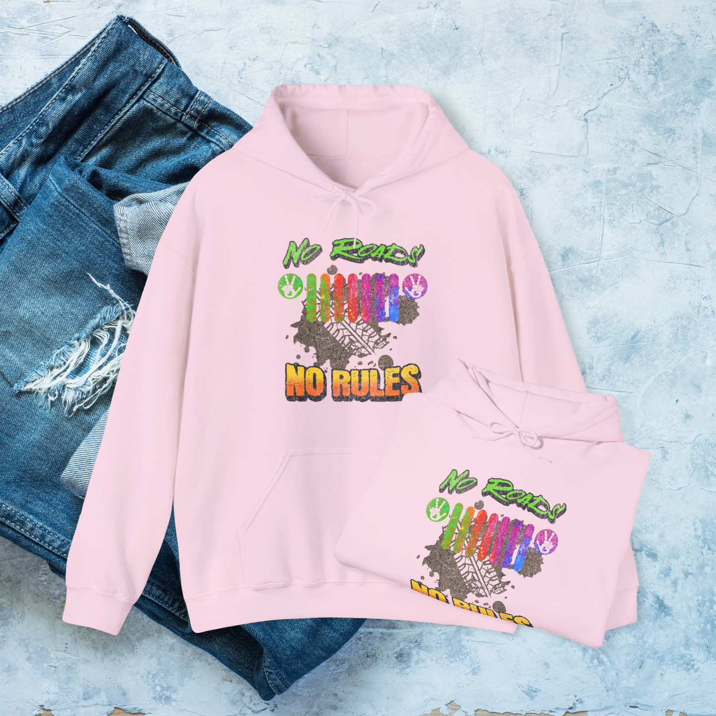 No Roads No Rules Hoodie, Off-Road Adventure Sweatshirt, Colorful 4x4 Pullover, Bold & Rugged Apparel