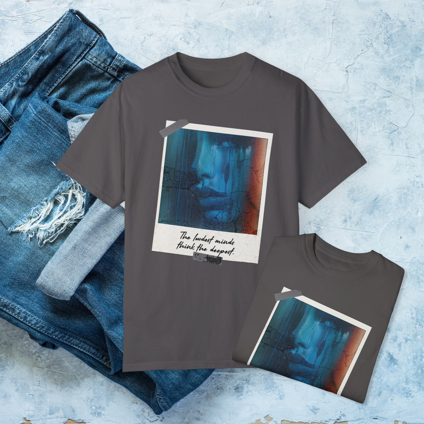The Loudest Minds Think the Deepest T-Shirt, Abstract Polaroid Graphic Tee, Inspirational Unisex Design for Deep Thinkers, Unique and Artistic Casual Wear