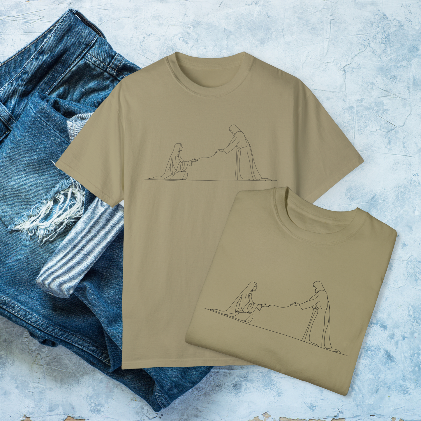 Minimalist Jesus and Woman T-Shirt, Your faith has healed you T-Shirt, Faith-Based Christian Tee, Inspirational Bible Shirt, Religious Line Art Tee