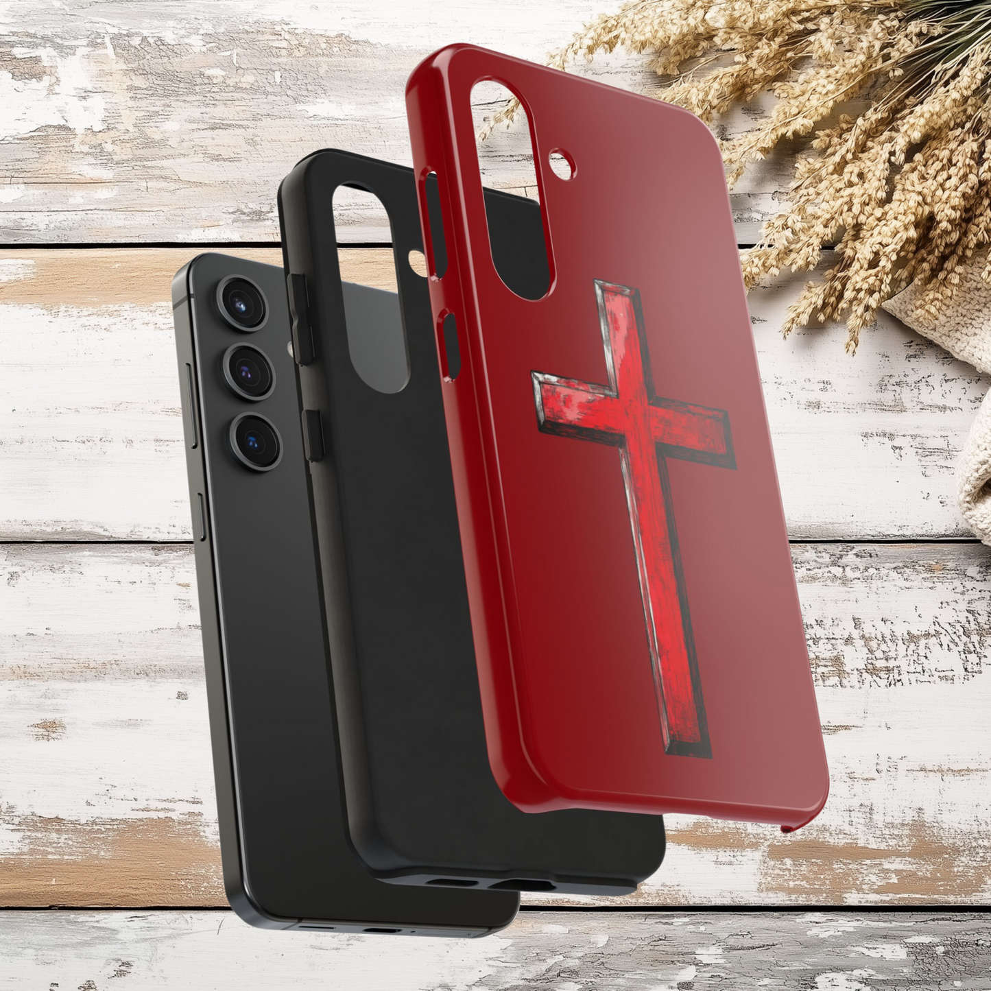 Bold Red Cross Phone Case, iPhone Case, Samsung Case, Christian Faith Protective Case, Minimalist Religious Design, Durable Cover