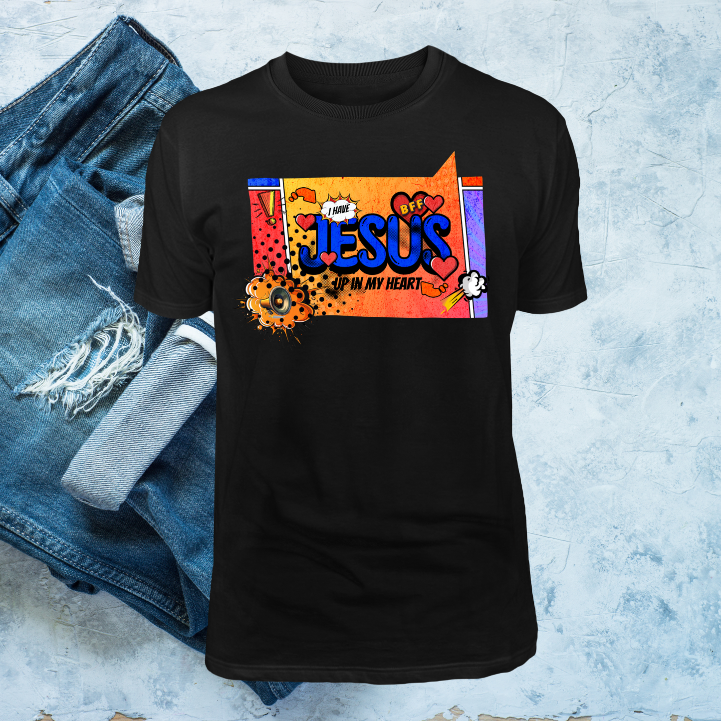 I Have Jesus BFF Shirt, Pop Art Christian Tee, Faith-Inspired Graphic T-Shirt, Jesus Up in My Heart Apparel, Fun Religious Gift