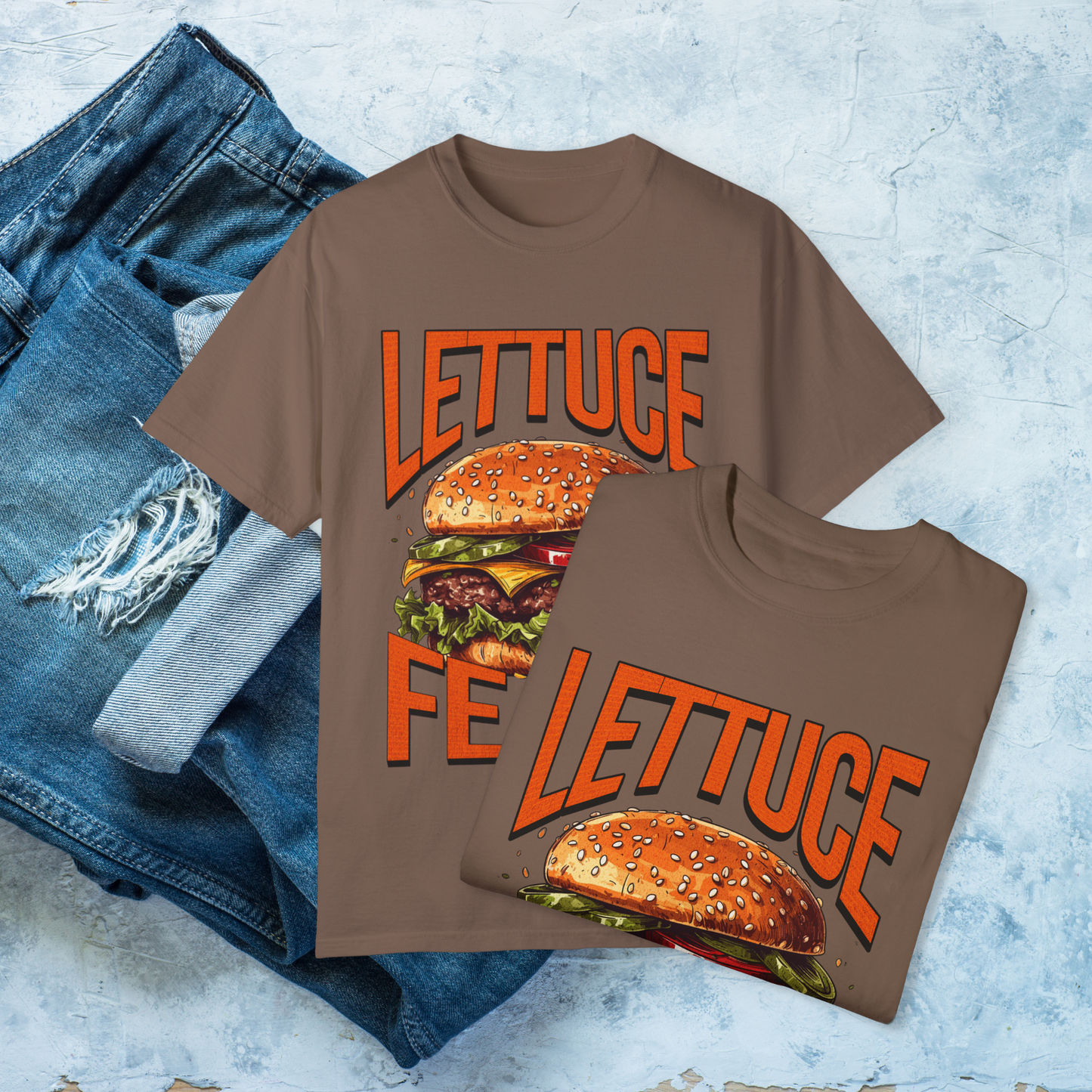 Lettuce Feast T-Shirt, Funny Burger Graphic Tee, Foodie Lover Gift, Retro Fast Food Shirt, Burger Lover Apparel, Unisex Casual Food Humor Tee