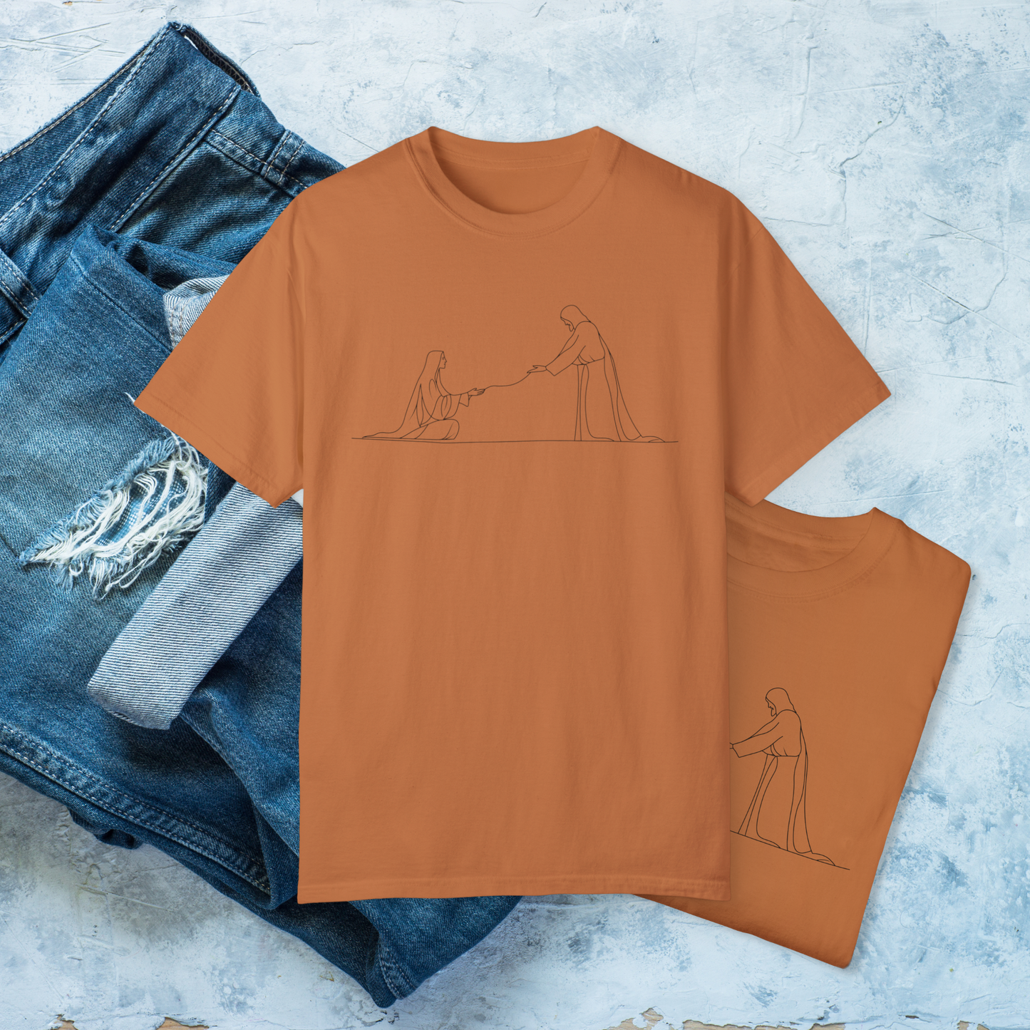 Minimalist Jesus and Woman T-Shirt, Your faith has healed you T-Shirt, Faith-Based Christian Tee, Inspirational Bible Shirt, Religious Line Art Tee