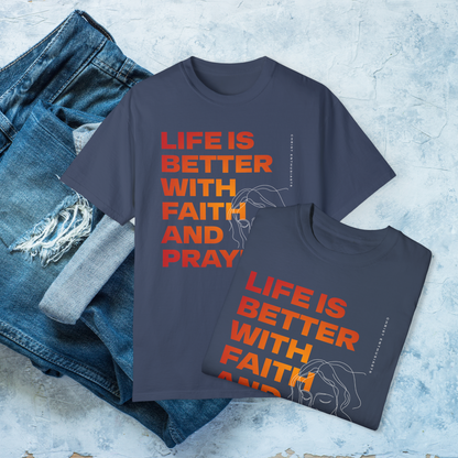 Faith and Prayer T-Shirt, Christian Inspirational Tee, Christ Enthusiast Shirt, Jesus Line Art Graphic Tee