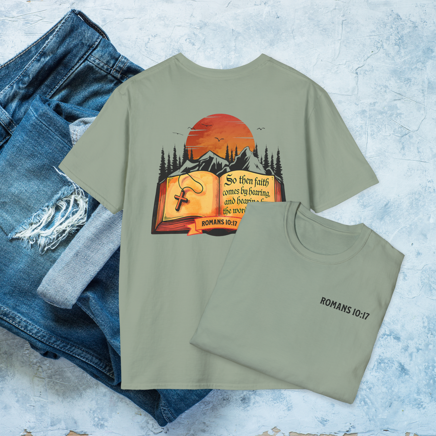 Romans 10:17 Faith Shirt, Scripture Verse Christian T-Shirt, Bible Graphic Tee, Hearing by the Word of God