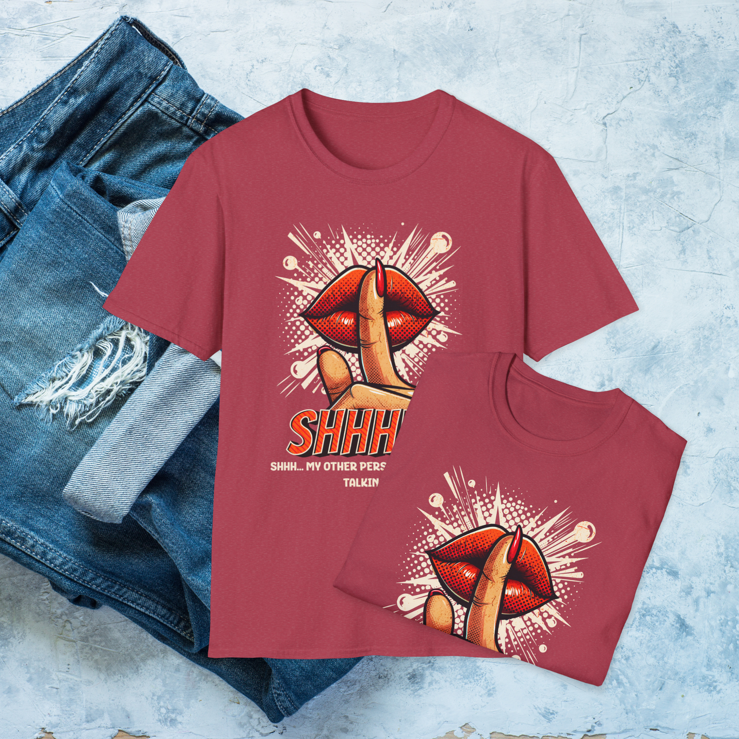SHHH! Funny Personality T-Shirt, Pop Art Humor Tee, Unique Gift for Fun Personalities