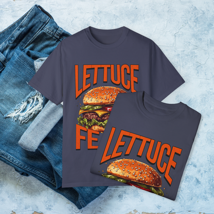 Lettuce Feast T-Shirt, Funny Burger Graphic Tee, Foodie Lover Gift, Retro Fast Food Shirt, Burger Lover Apparel, Unisex Casual Food Humor Tee