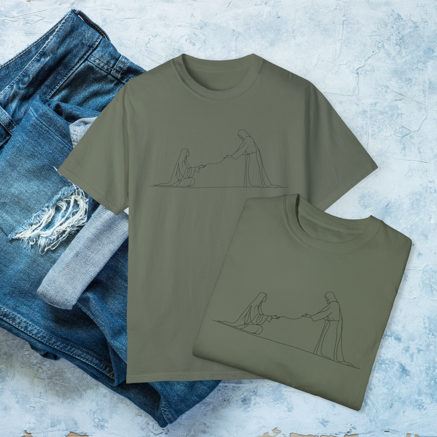Minimalist Jesus and Woman T-Shirt, Your faith has healed you T-Shirt, Faith-Based Christian Tee, Inspirational Bible Shirt, Religious Line Art Tee