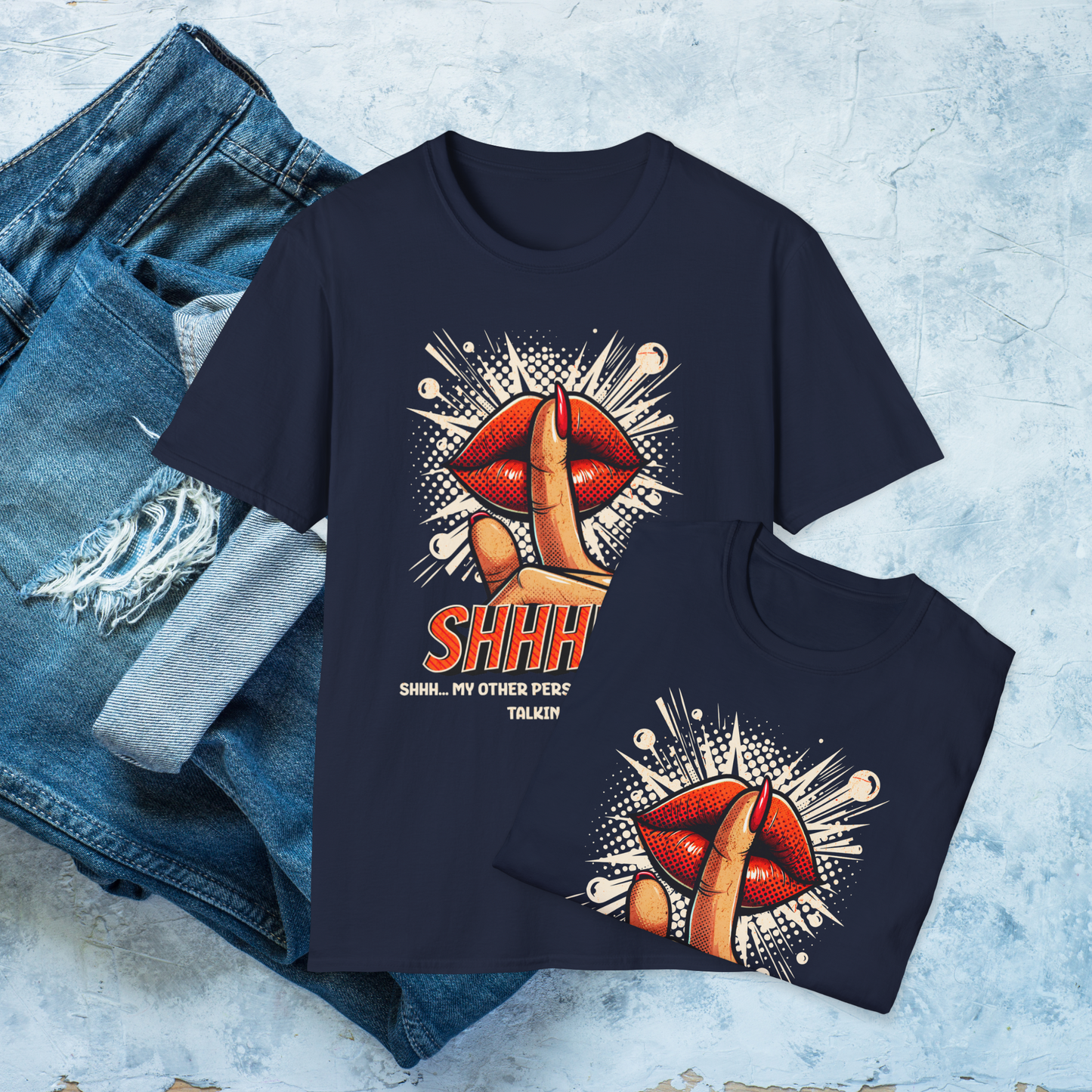 SHHH! Funny Personality T-Shirt, Pop Art Humor Tee, Unique Gift for Fun Personalities