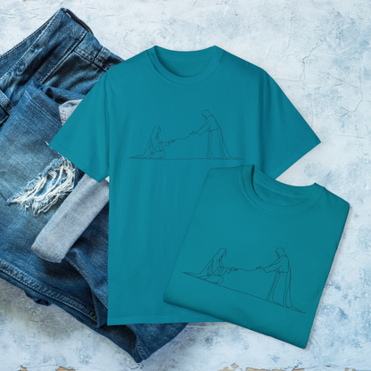 Minimalist Jesus and Woman T-Shirt, Your faith has healed you T-Shirt, Faith-Based Christian Tee, Inspirational Bible Shirt, Religious Line Art Tee