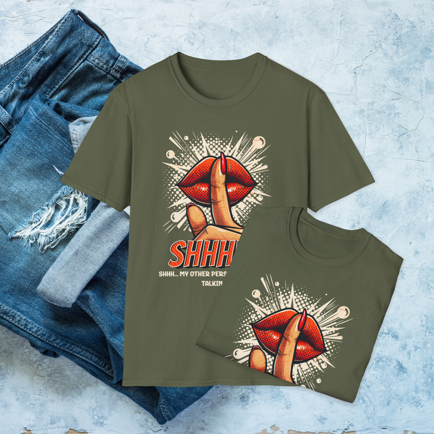 SHHH! Funny Personality T-Shirt, Pop Art Humor Tee, Unique Gift for Fun Personalities