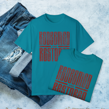 Redeemed and Restored T-Shirt, Christian Faith Tee, Religious Graphic Shirt, Bible Verse Apparel, Inspirational Jesus Shirt, Christian Gift