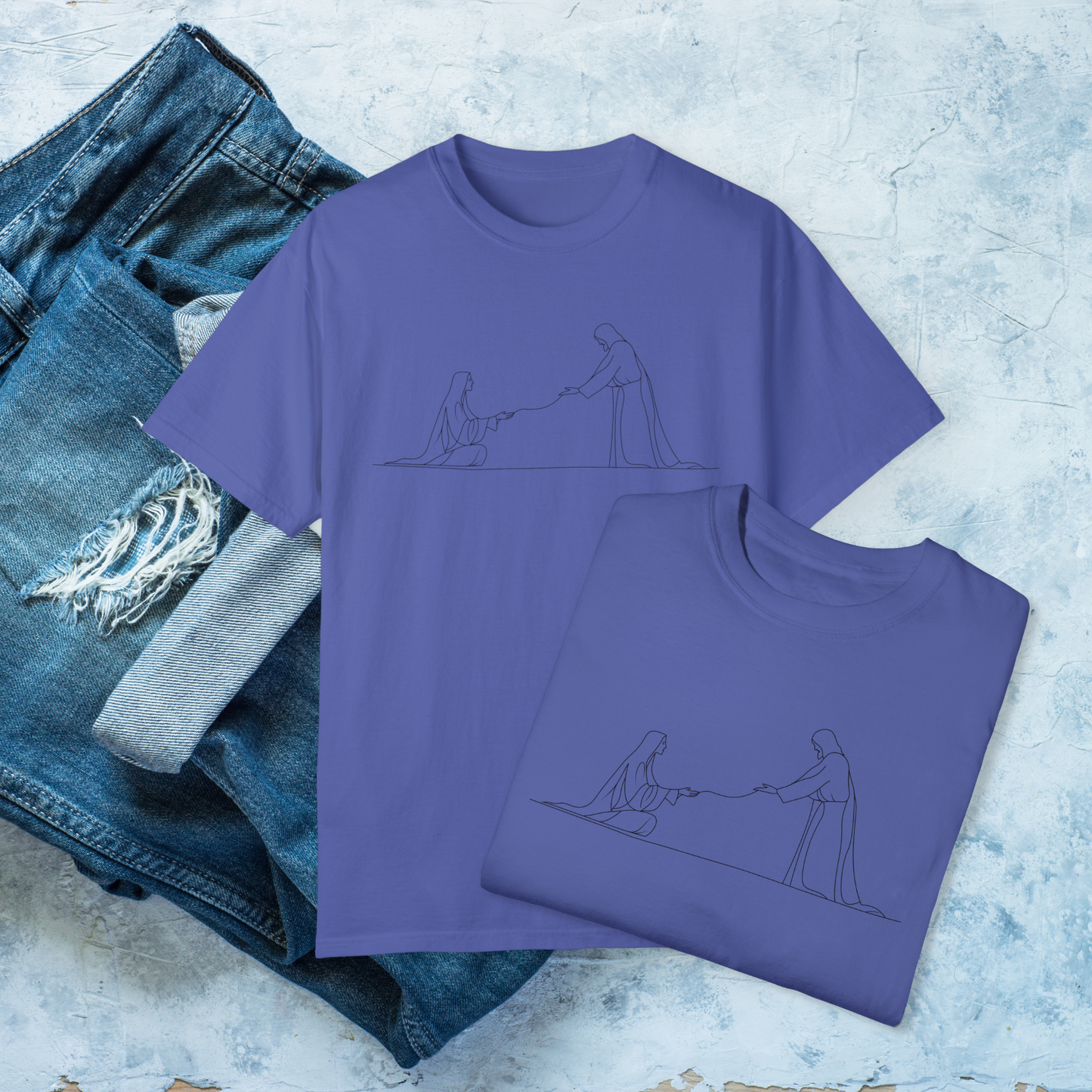 Minimalist Jesus and Woman T-Shirt, Your faith has healed you T-Shirt, Faith-Based Christian Tee, Inspirational Bible Shirt, Religious Line Art Tee