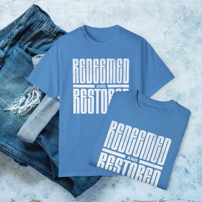 Redeemed and Restored T-Shirt, Christian Faith Tee, Religious Graphic Shirt, Bible Verse Apparel, Inspirational Jesus Shirt, Christian Gift