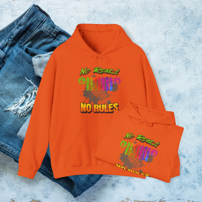 No Roads No Rules Hoodie, Off-Road Adventure Sweatshirt, Colorful 4x4 Pullover, Bold & Rugged Apparel