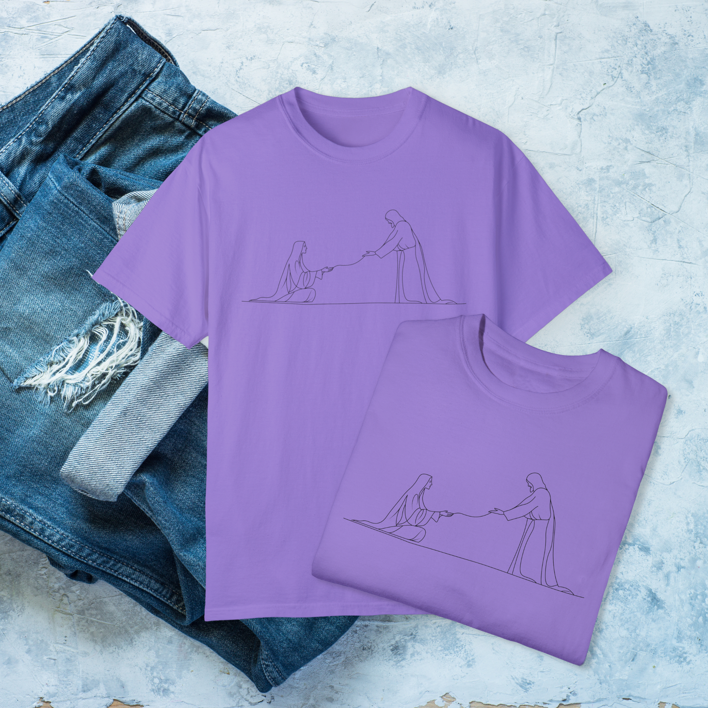 Minimalist Jesus and Woman T-Shirt, Your faith has healed you T-Shirt, Faith-Based Christian Tee, Inspirational Bible Shirt, Religious Line Art Tee