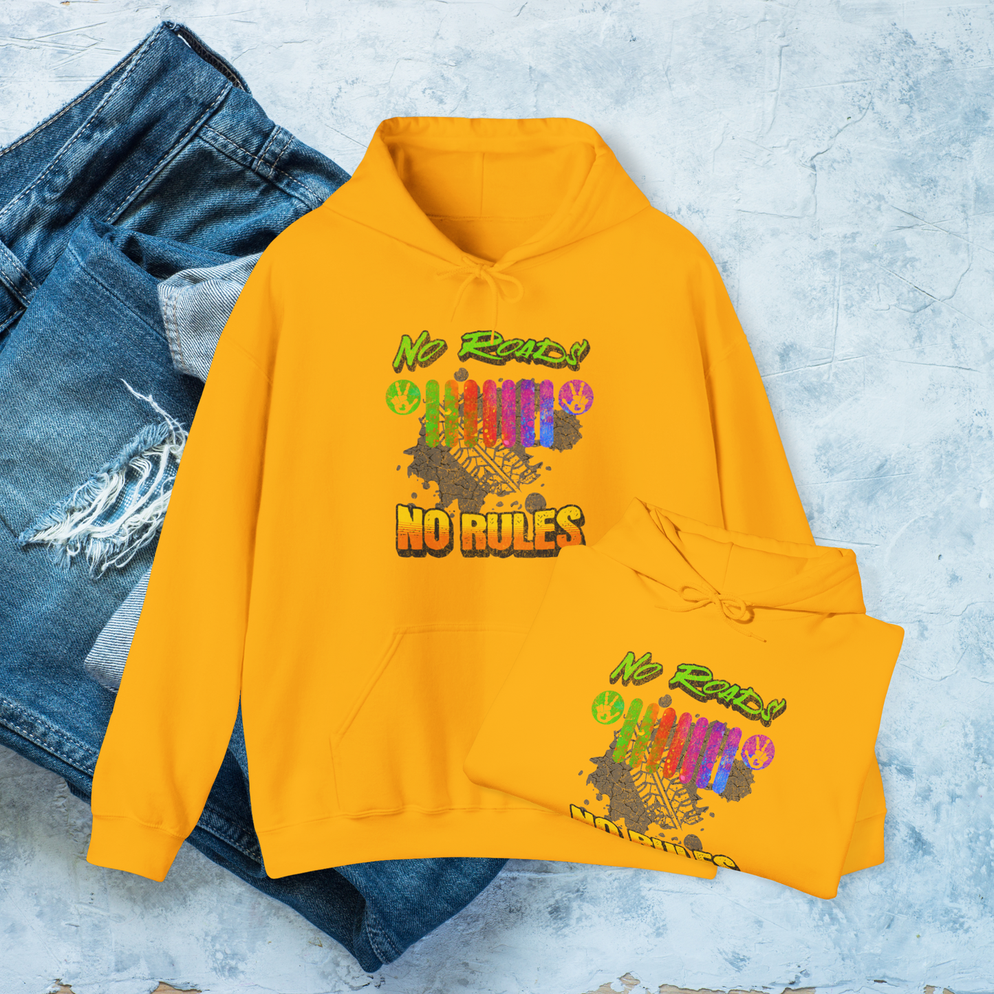 No Roads No Rules Hoodie, Off-Road Adventure Sweatshirt, Colorful 4x4 Pullover, Bold & Rugged Apparel
