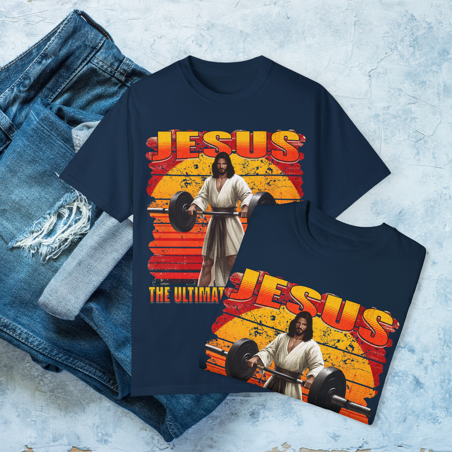 Jesus The Ultimate Deadlifter T-Shirt, Funny Christian Fitness Tee, Gym Workout Faith Shirt