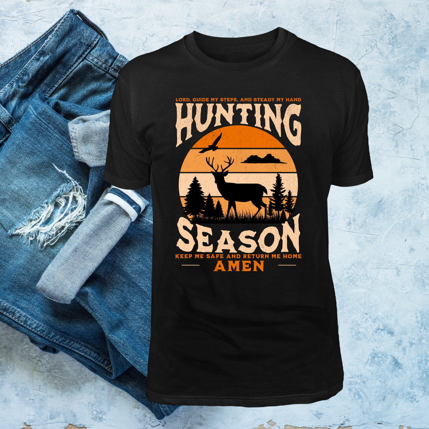 Hunting Season Prayer T-Shirt, Deer Hunting Graphic Tee, Christian Outdoor Shirt, Faith-Based Hunting Apparel, Amen Hunting Shirt