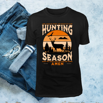 Hunting Season Prayer T-Shirt, Deer Hunting Graphic Tee, Christian Outdoor Shirt, Faith-Based Hunting Apparel, Amen Hunting Shirt