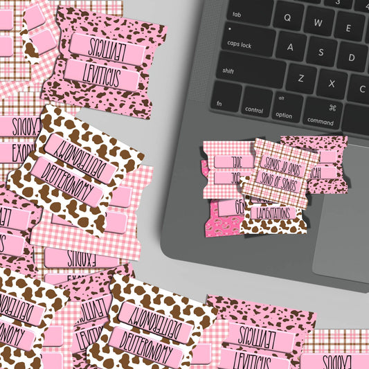Pink Cowgirl Bible Tabs, Western Scripture Tab Set for Women & Girls, Paisley Faith Planner Accessories, Rodeo-Inspired Bible Gift