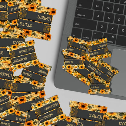 Sunflower Bible Tabs, Christian Planner Tabs, Bible Book Dividers, Floral Bible Accessories, Scripture Study Tabs