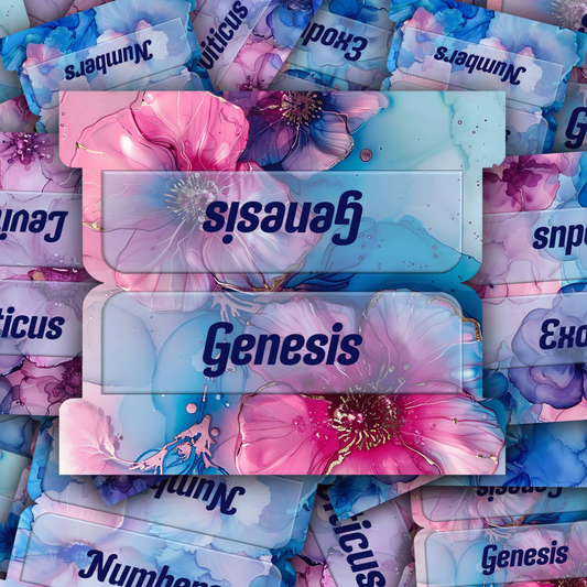 Floral Alcohol Ink Bible Tabs, Bible Book Tabs, Scripture Divider Tabs, Floral Themed Bible Tabs