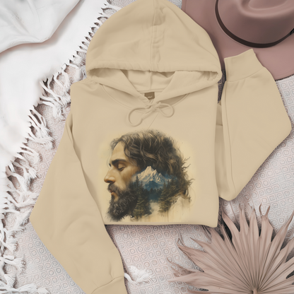 Jesus Mountain Reflection Hoodie, Christian Faith Sweatshirt, Watercolor Art, Nature and Spirituality Gift, Religious Apparel Hooded Sweatshirt