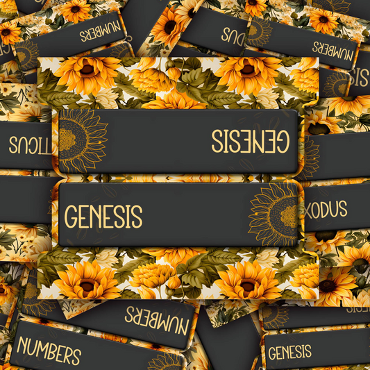 Sunflower Bible Tabs, Christian Planner Tabs, Bible Book Dividers, Floral Bible Accessories, Scripture Study Tabs