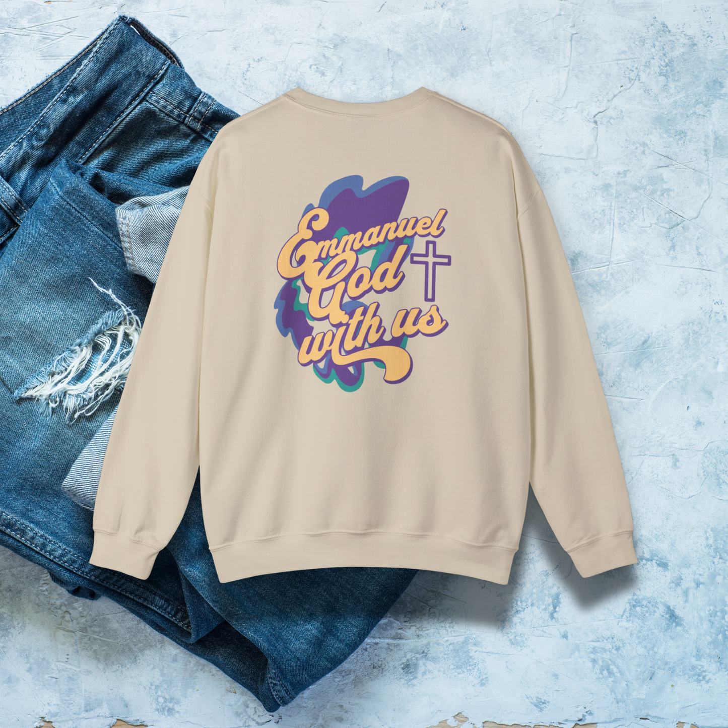 Emmanuel God With Us Crewneck Sweatshirt, Christian Faith Tee, Inspirational Scripture Shirt, Religious Gift Idea