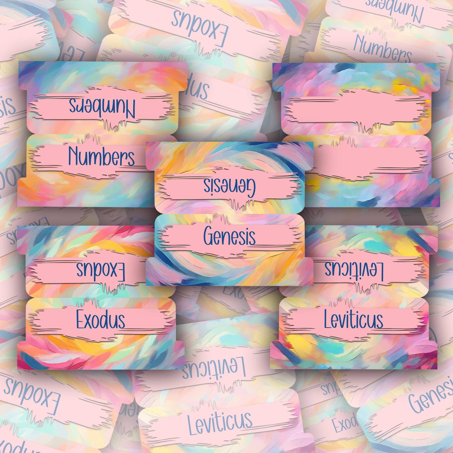 Pastel Brushstrokes Bible Tabs, Elegant Bible Book Dividers for Women, Scripture Study Accessories, Faith Gift for Her