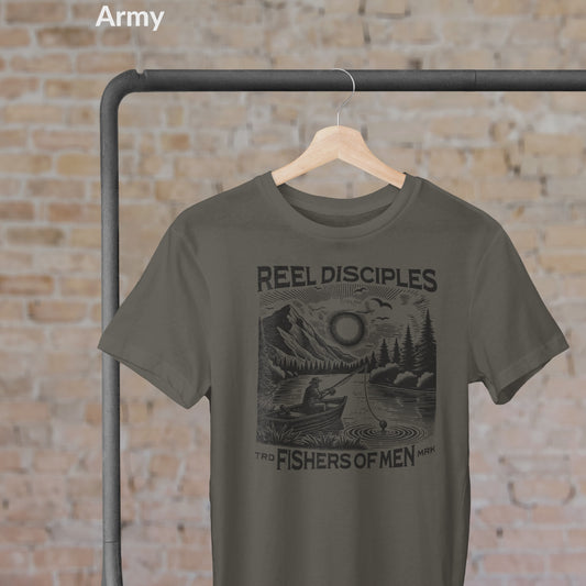 Reel Disciples Fishing Tee, Outdoorsy Gift, Fisherman Apparel, Fishers of Men Christian Tee for Outdoorsmen, Faith Based Fishing Shirt for Men