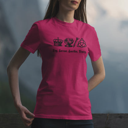 Gospel Message Tee, Christian Shirt, King Jesus, Basin & Towel, Nail, Trinity Symbol