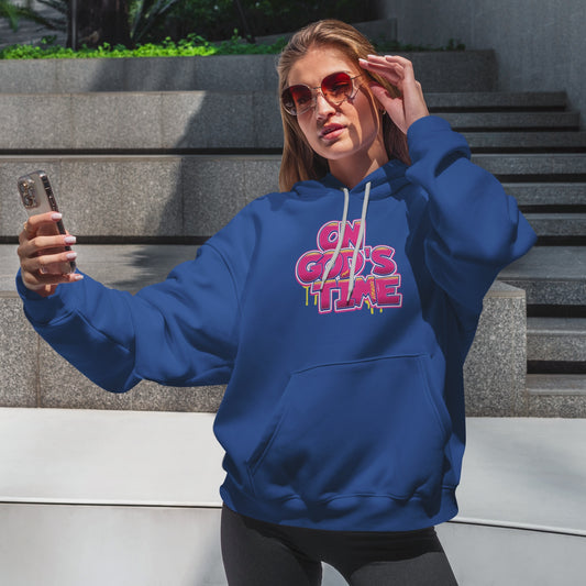 On God's Time Hoodie, Christian Graffiti Hoodie, Cozy Apparel, Faith-Based Fashion, Inspirational Clothing