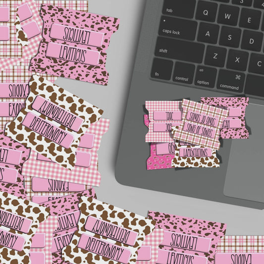 Pink Cowgirl Bible Tabs, Western Scripture Tab Set for Women & Girls, Paisley Faith Planner Accessories, Rodeo-Inspired Bible Gift