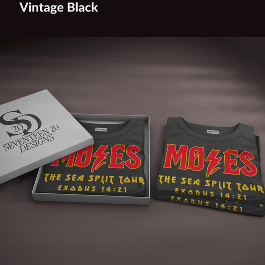 Moses Sea Split Tour Shirt, Exodus 14:21 Christian Rock Band Parody Tee, Faith Based Concert Style T-Shirt, Bible Graphic Tee